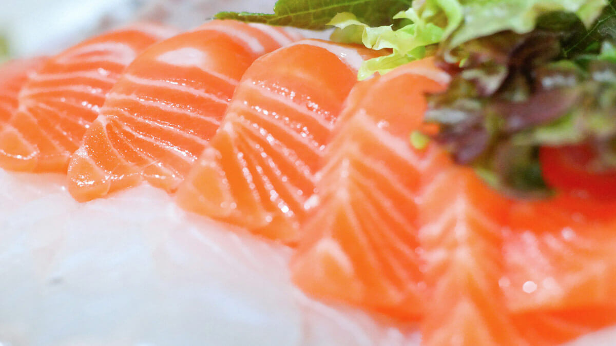 Close up of a salmon dish