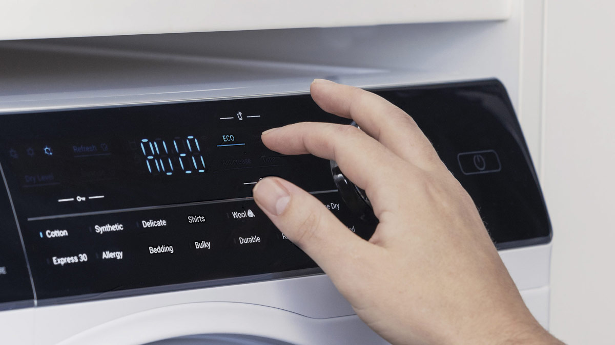 Close up of Haier heat pump dryer