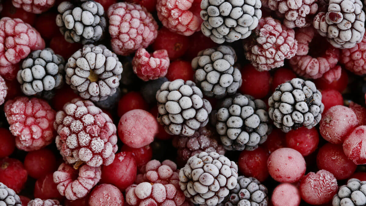 close up image of frozen berries
