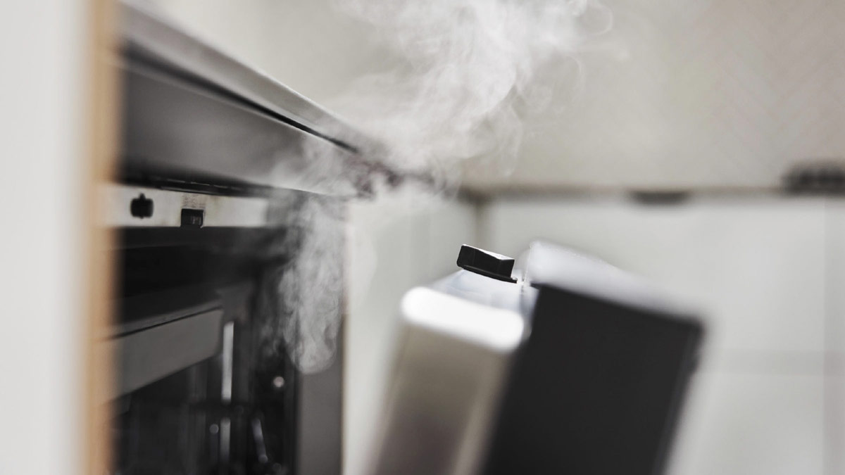 Steam coming out of a dishwasher