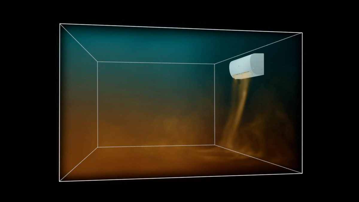 Visualization of heat dispersion within a single room air conditioner